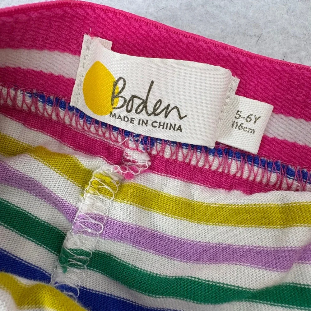 Boden Multi Striped Tiered Ruffle Cotton Skort Girls 5-6Y Rainbow Sparkle Preppy